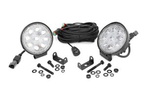 LED Light - Pair - Rough Country - 4 Inch Round - Chrome